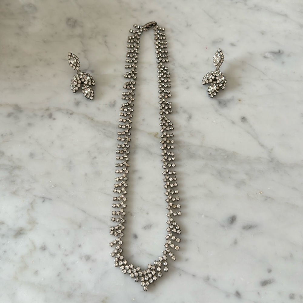 Rhinestone necklace and earrings set